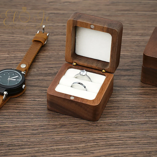 Custom Engraved Wooden Single Action Jewelry Gift Box