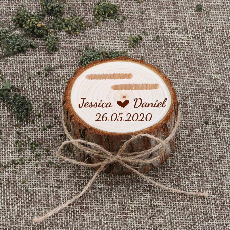 Custom Engraved Log-Shaped Ring Bearer