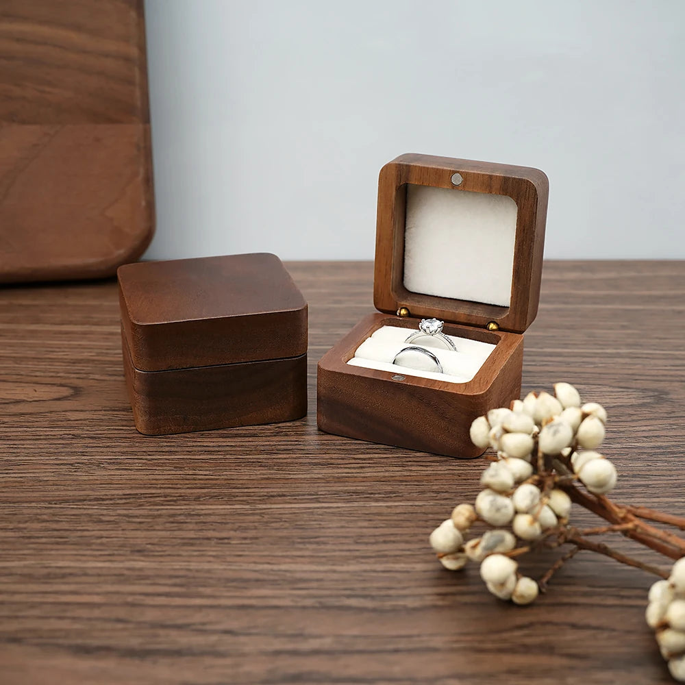 Custom Engraved Wooden Single Action Jewelry Gift Box