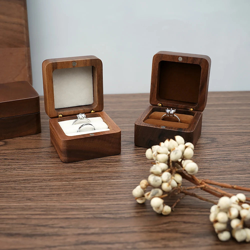 Custom Engraved Wooden Single Action Jewelry Gift Box