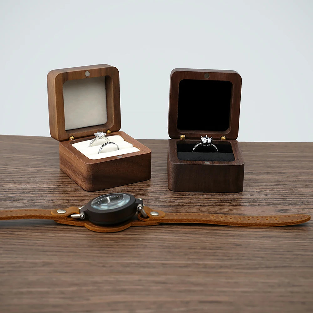 Custom Engraved Wooden Single Action Jewelry Gift Box