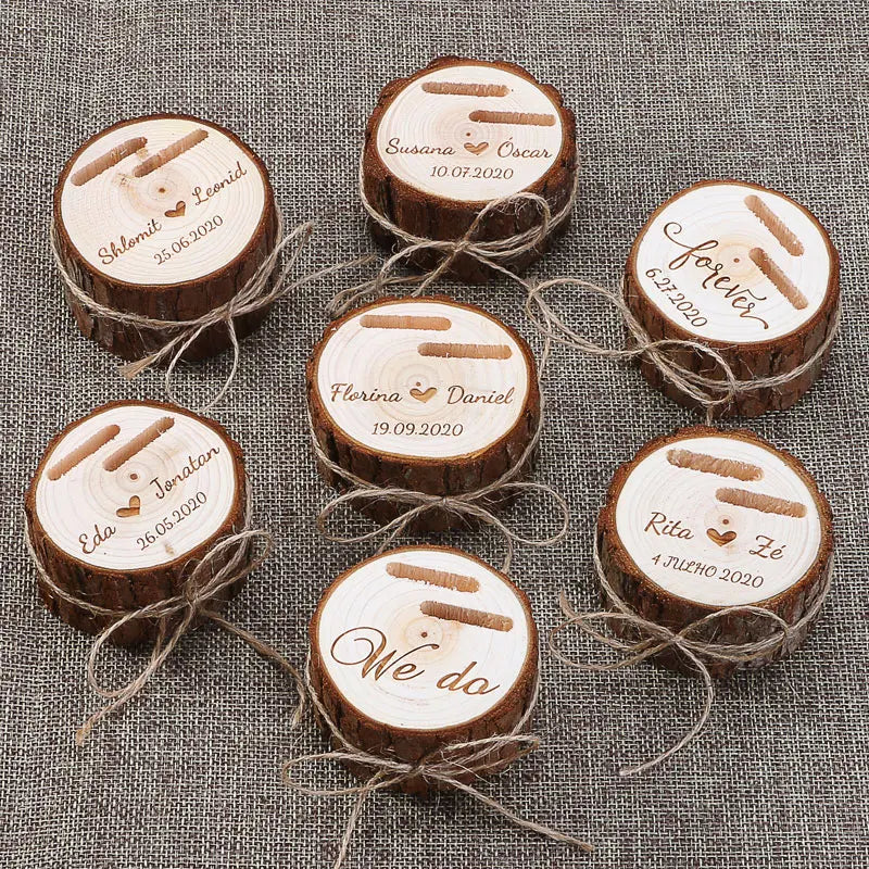 Custom Engraved Log-Shaped Ring Bearer