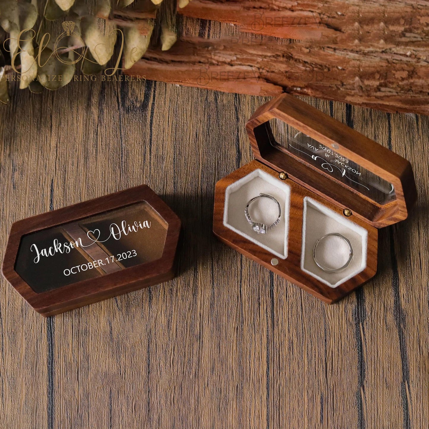 Custom Engraved Engagement and Wedding Ring Holder