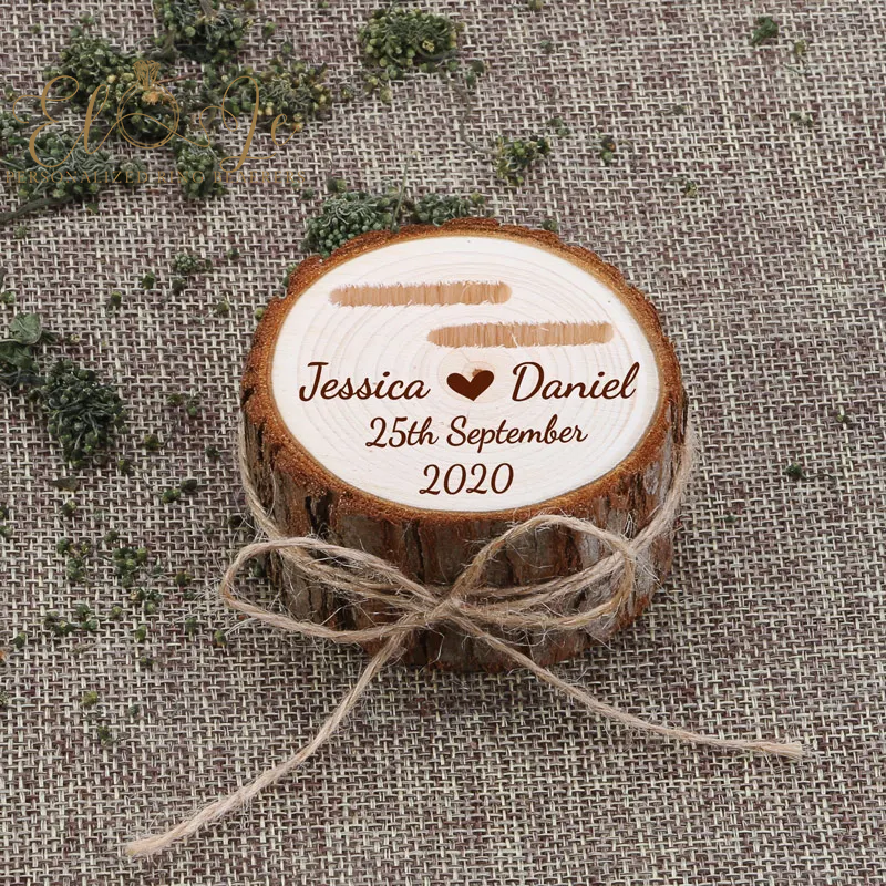 Custom Engraved Log-Shaped Ring Bearer